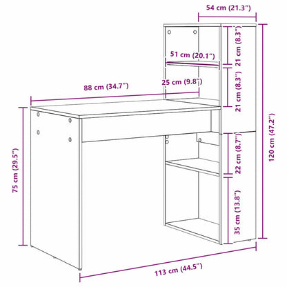 vidaXL Schreibtisch Sonoma-Eiche 113 x 54 x 120 cm Holzwerkstoff