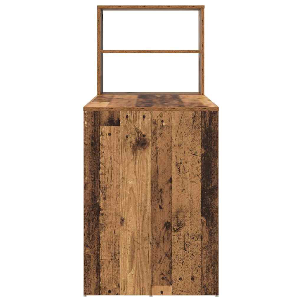 vidaXL Schreibtisch mit Regal Altholz 113 x 54 x 120 cm Holzwerkstoff