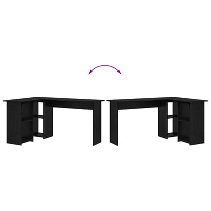 Schreibtisch mit Regal Schwarz Eichen-Optik 142 x 102 x 73 cm