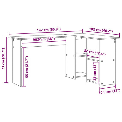 vidaXL Schreibtisch Sonoma-Eiche 142 x 102 x 73 cm Holzwerkstoff