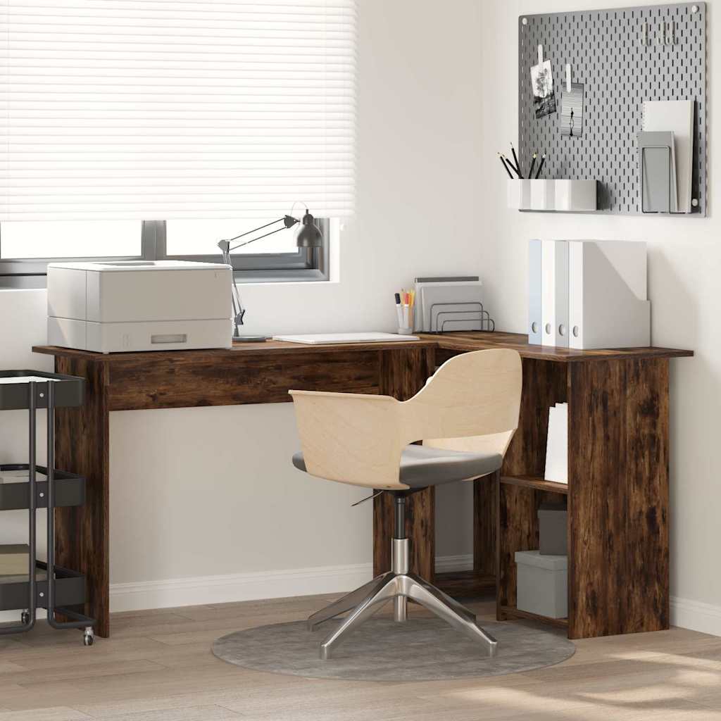 vidaXL Schreibtisch Geräucherte Eiche 142 x 102 x 73 cm Holzwerkstoff