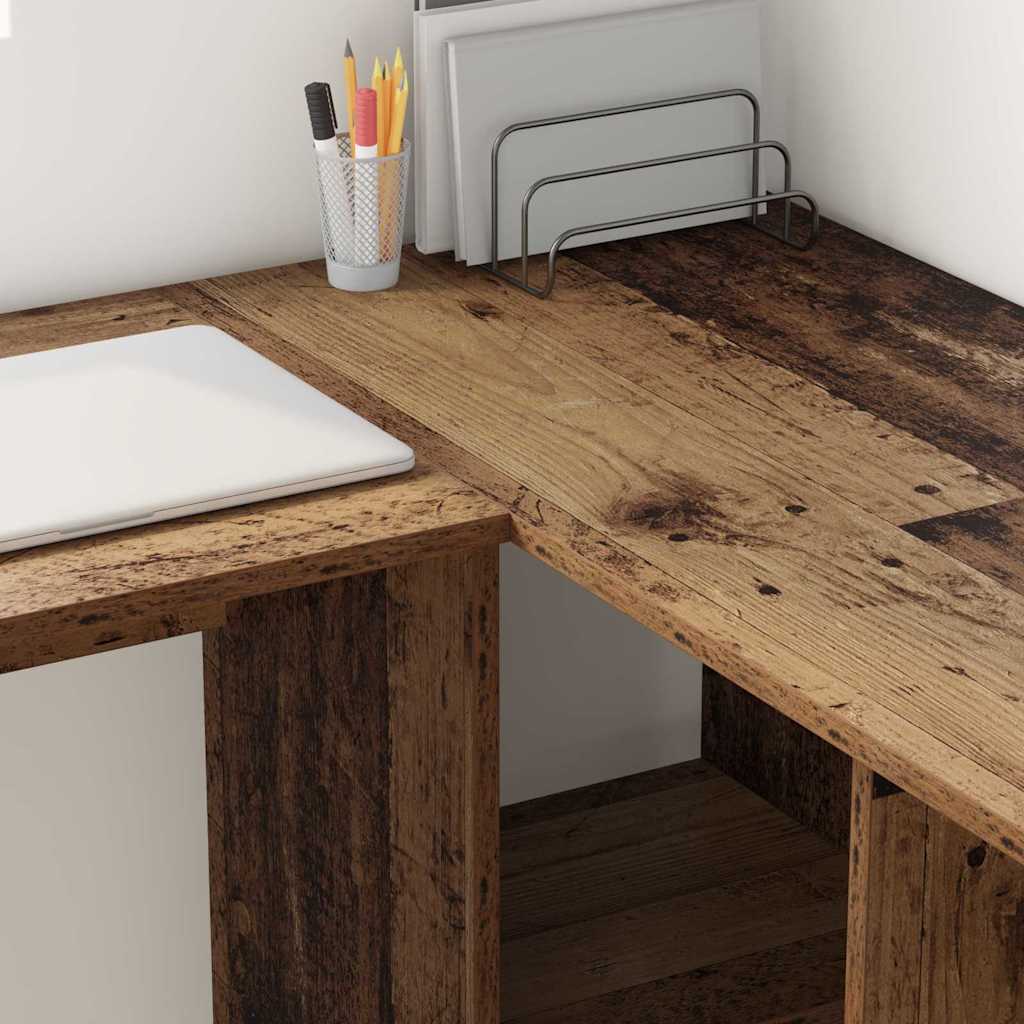 vidaXL Schreibtisch mit Regal Altholz 142 x 102 x 73 cm Holzwerkstoff