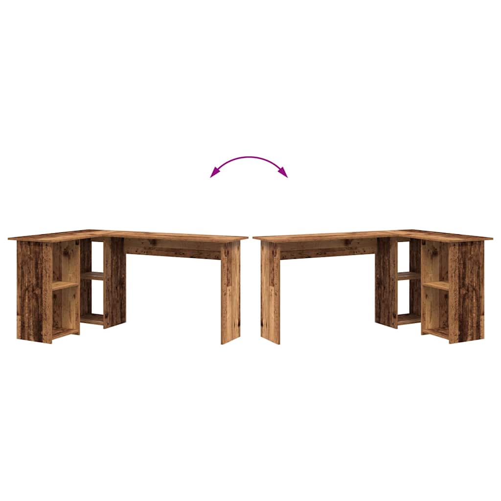 vidaXL Schreibtisch mit Regal Altholz 142 x 102 x 73 cm Holzwerkstoff