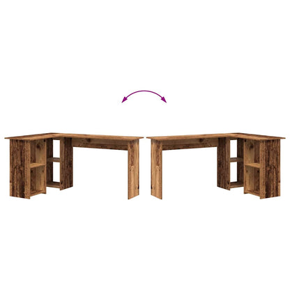 vidaXL Schreibtisch mit Regal Altholz 142 x 102 x 73 cm Holzwerkstoff