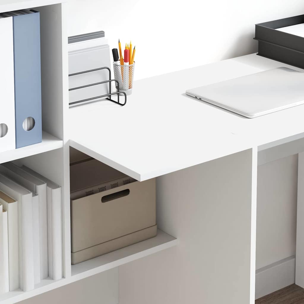 vidaXL Schreibtisch mit Regal Weiß 131,5 x 50 x 106,5 cm Holzwerkstoff