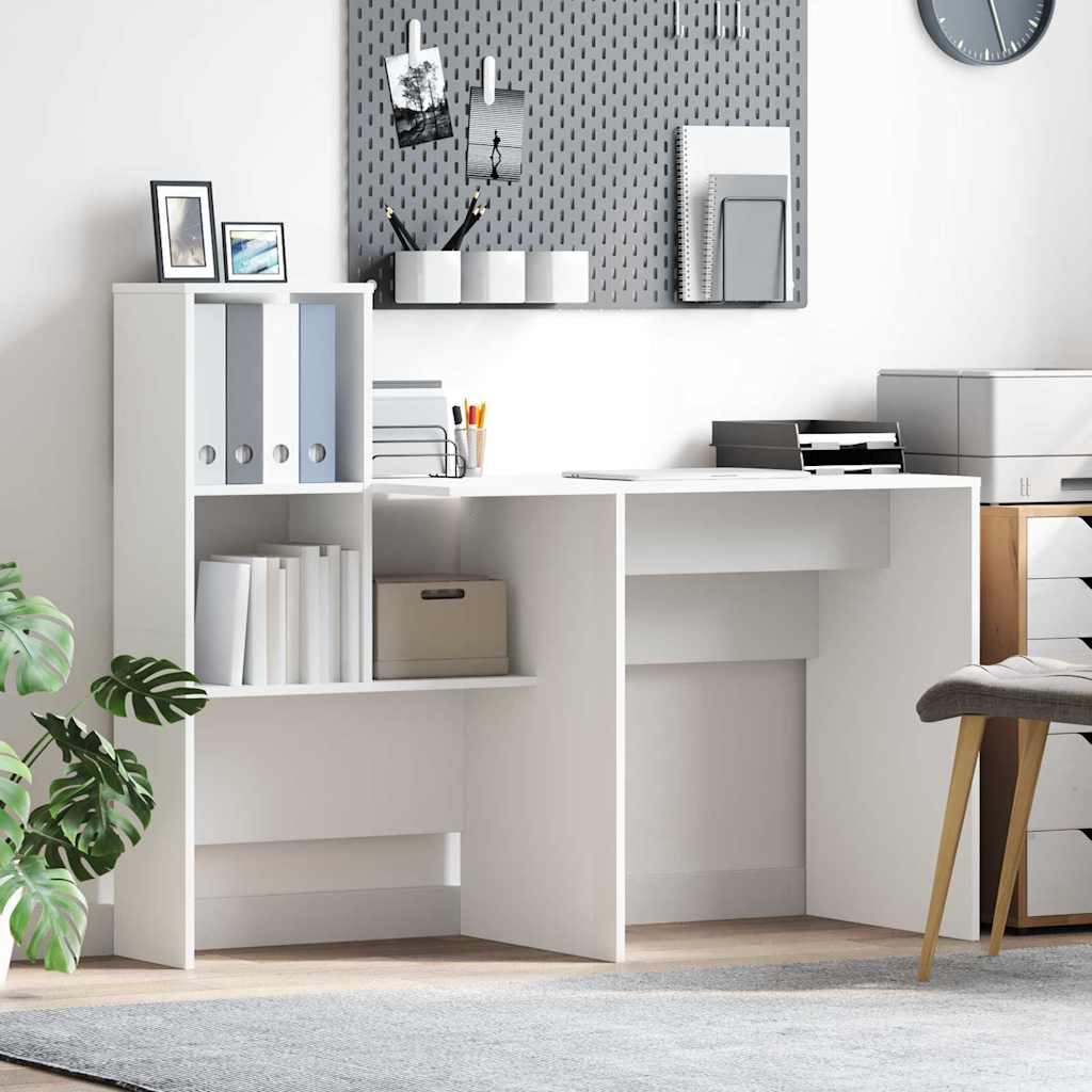 vidaXL Schreibtisch mit Regal Weiß 131,5 x 50 x 106,5 cm Holzwerkstoff
