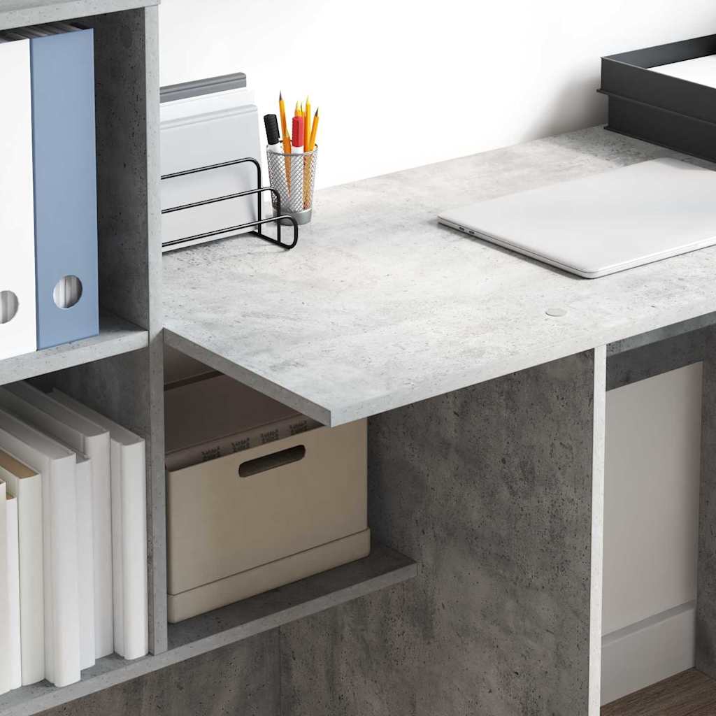 vidaXL Schreibtisch Beton Grau 131,5 x 50 x 106,5 cm Holzwerkstoff