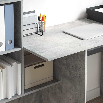 vidaXL Schreibtisch Beton Grau 131,5 x 50 x 106,5 cm Holzwerkstoff