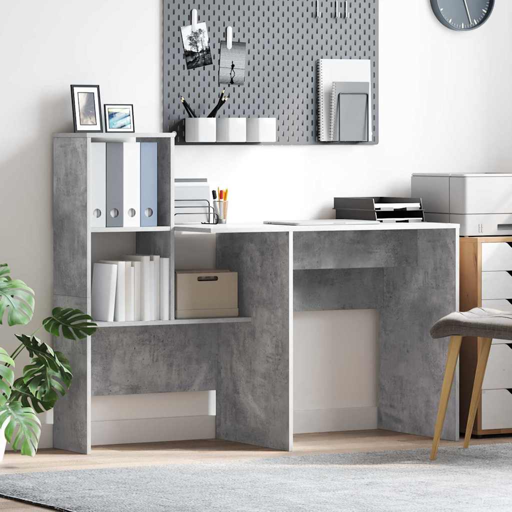 vidaXL Schreibtisch Beton Grau 131,5 x 50 x 106,5 cm Holzwerkstoff