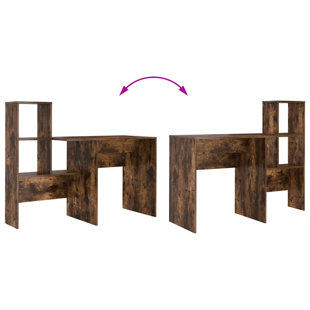 vidaXL Schreibtisch mit Regal Geräucherte Eiche 131,5 x 50 x 106,5 cm