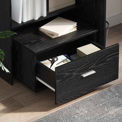 vidaXL Schubladenschrank Mit Rad Schwarz Eichen-Optik 55 x 45 x 31 cm