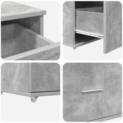 vidaXL Schubladenschrank Mit Rad Beton Grau 55 x 45 x 31 cm