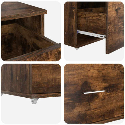 vidaXL Schubladenschrank Mit Rad Geräucherte Eiche 55 x 45 x 31 cm