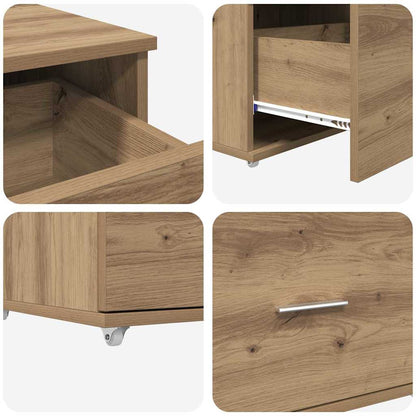 vidaXL Schubladenschrank Mit Rad Artisan-Eiche 55 x 45 x 31 cm