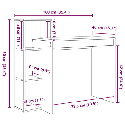 vidaXL Schreibtisch Sonoma-Eiche 100 x 40 x 90 cm Holzwerkstoff