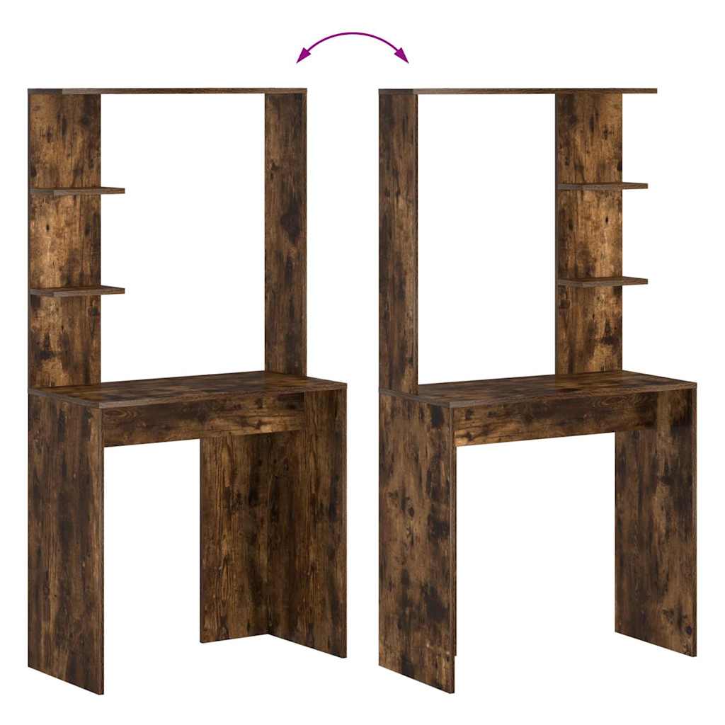 vidaXL Schreibtisch mit Regal Geräucherte Eiche 78,5 x 37 x 154,5 cm