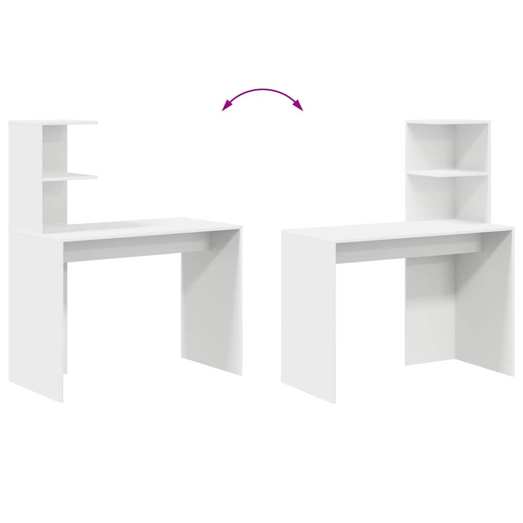 vidaXL Schreibtisch mit Regal Weiß 102 x 50 x 124 cm Holzwerkstoff