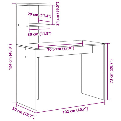 vidaXL Schreibtisch Geräucherte Eiche 102 x 50 x 124 cm Holzwerkstoff