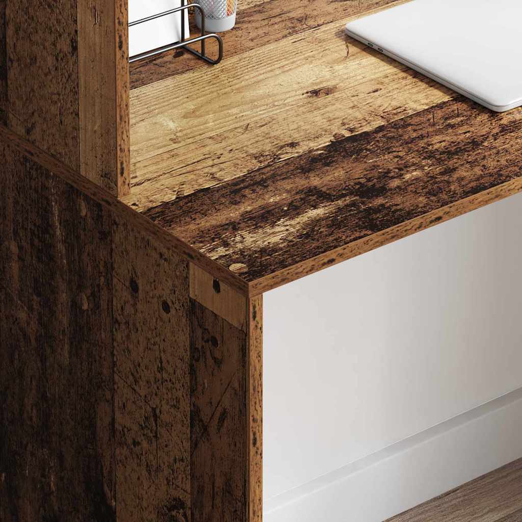 vidaXL Schreibtisch mit Regal Altholz 102 x 50 x 124 cm Holzwerkstoff