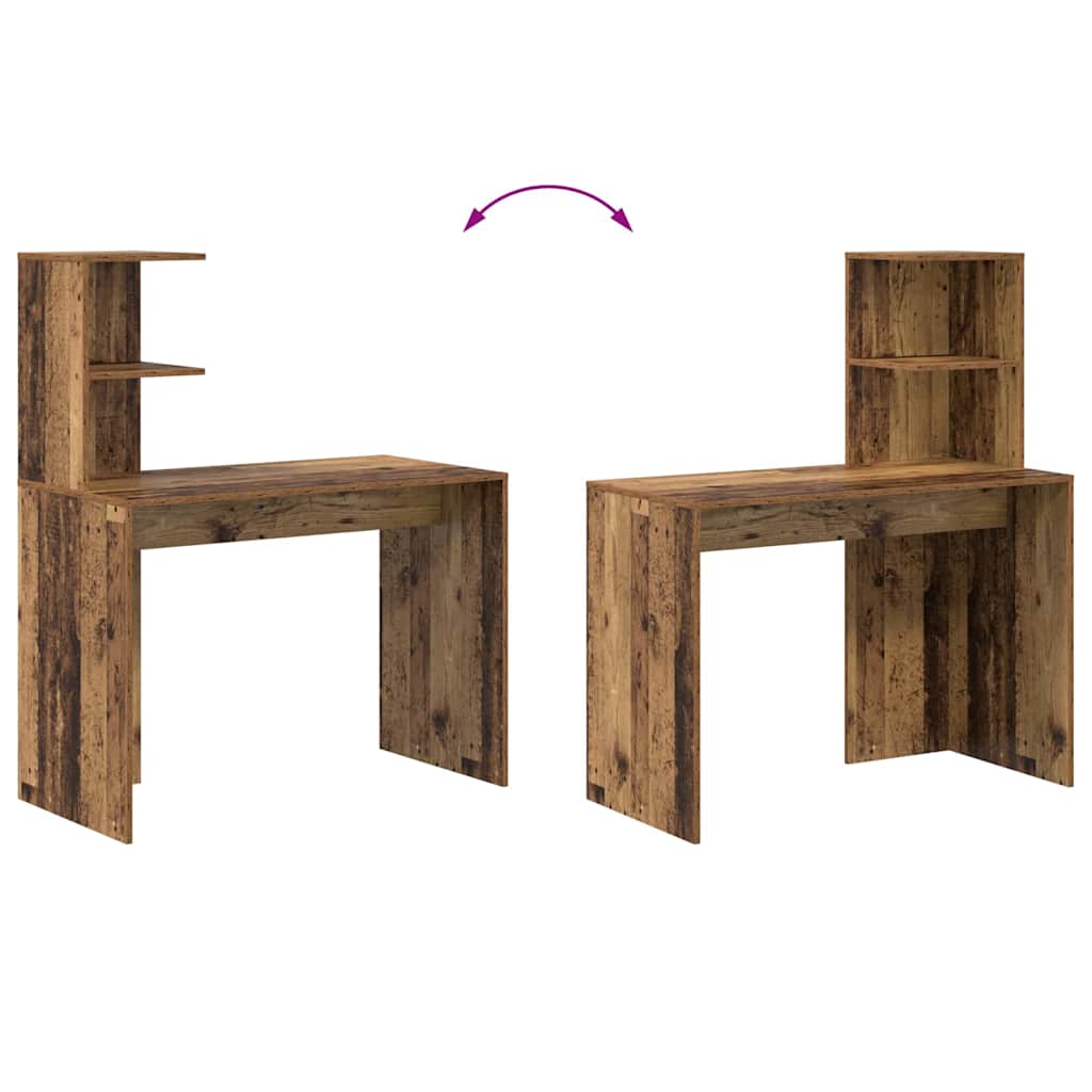 vidaXL Schreibtisch mit Regal Altholz 102 x 50 x 124 cm Holzwerkstoff