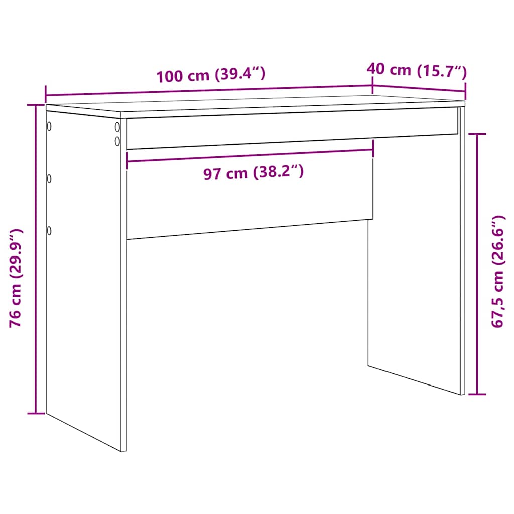 vidaXL Schreibtisch Sonoma-Eiche 100 x 40 x 76 cm