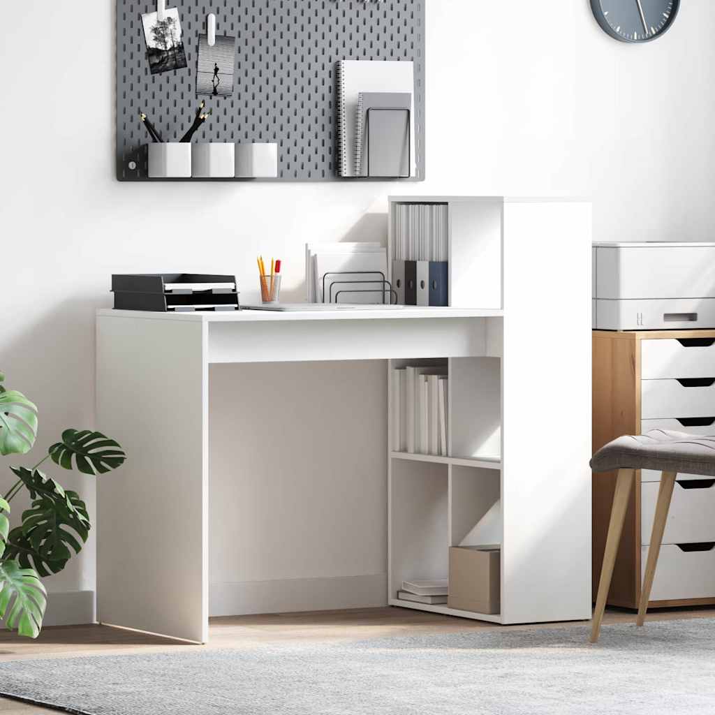 vidaXL Schreibtisch mit Regal Weiß 108 x 55 x 103.5 cm Holzwerkstoff