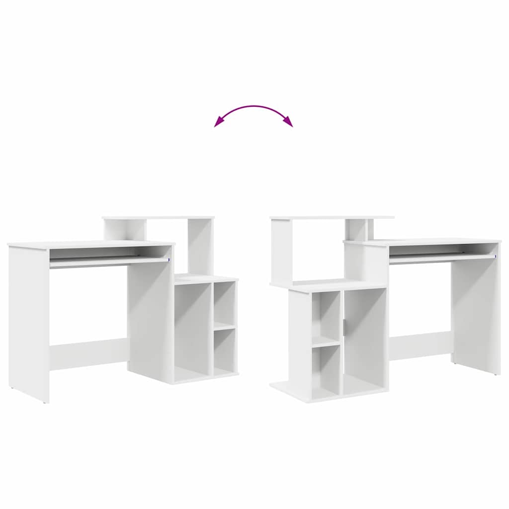 vidaXL Schreibtisch mit Regal Weiß 120,5 x 44 x 88,5 cm Holzwerkstoff