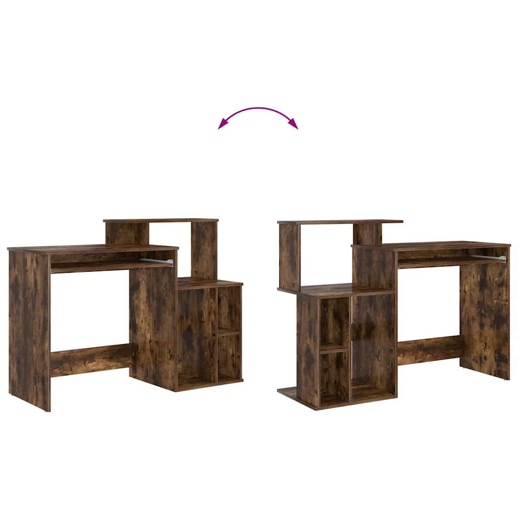 vidaXL Schreibtisch mit Regal Geräucherte Eiche 120,5 x 44 x 88,5 cm