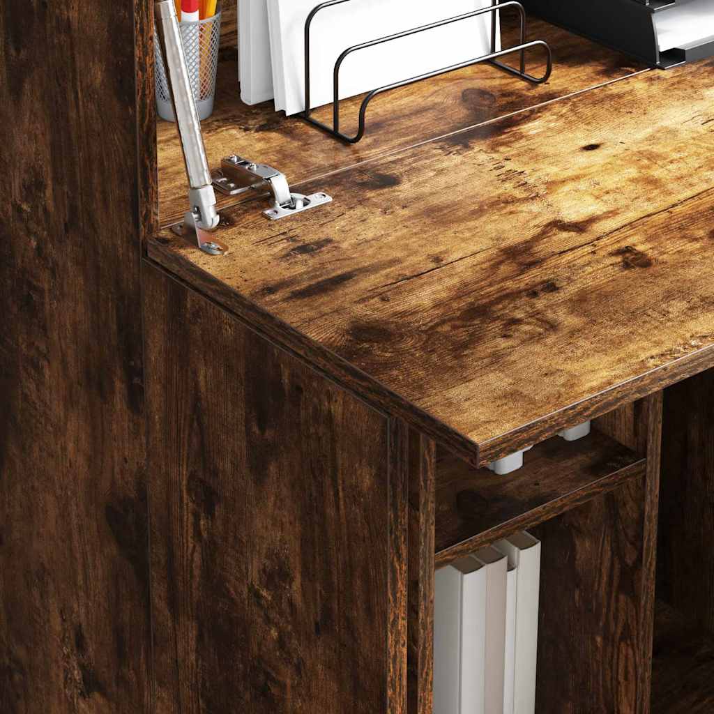 vidaXL Schreibtisch mit Regal Geräucherte Eiche 71.5 x 31.5 x 106.5 cm