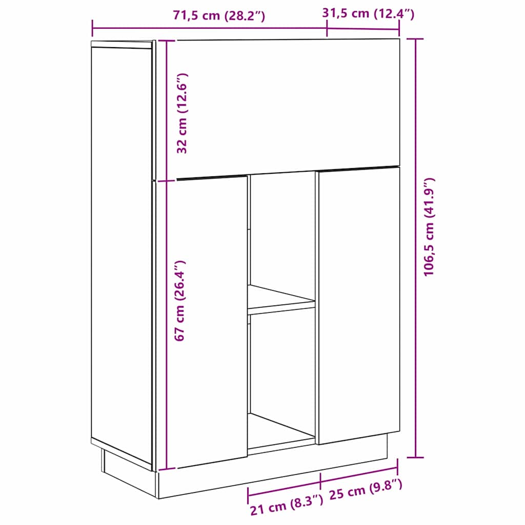 Schreibtisch Artisan-Eiche 71.5 x 31.5 x 106.5 cm Holzwerkstoff