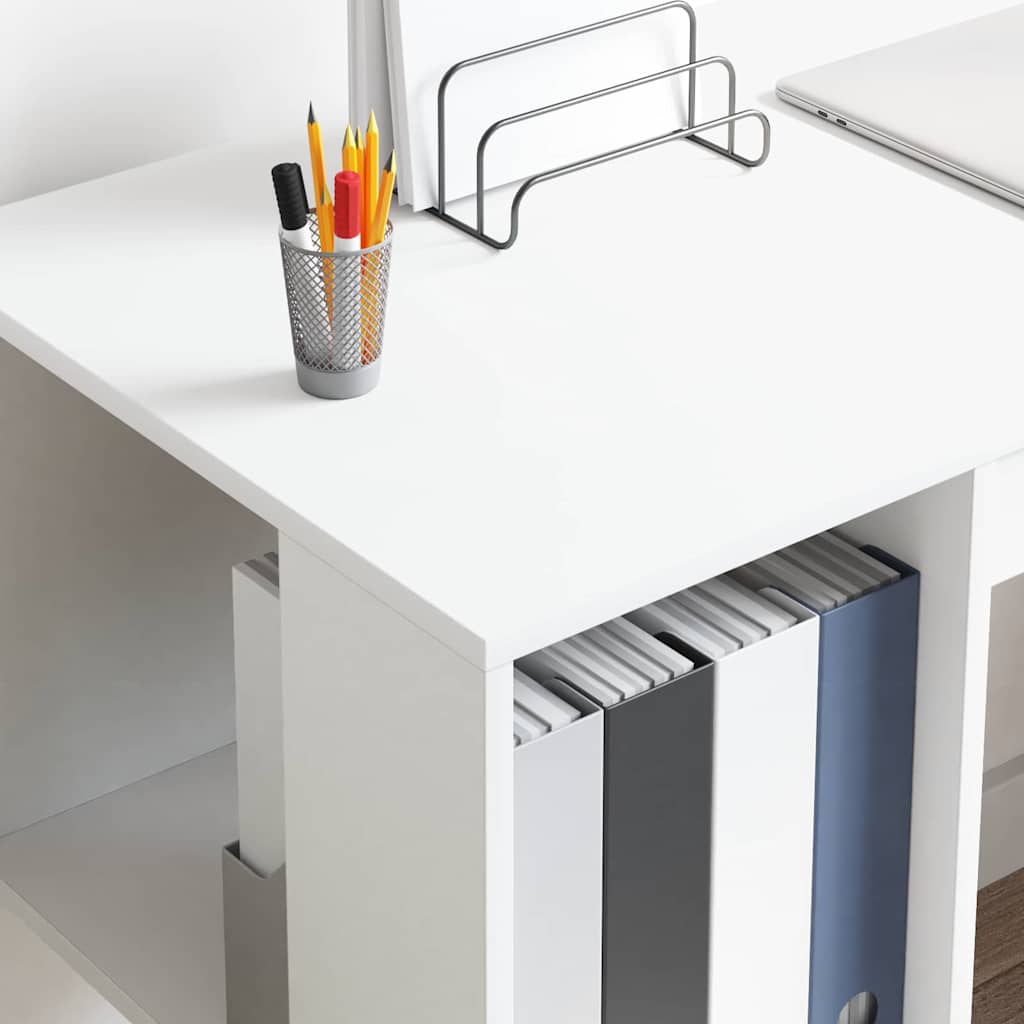 vidaXL Schreibtisch mit Regal Weiß 130 x 50,5 x 75 cm Holzwerkstoff