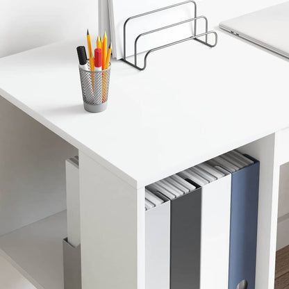 vidaXL Schreibtisch mit Regal Weiß 130 x 50,5 x 75 cm Holzwerkstoff