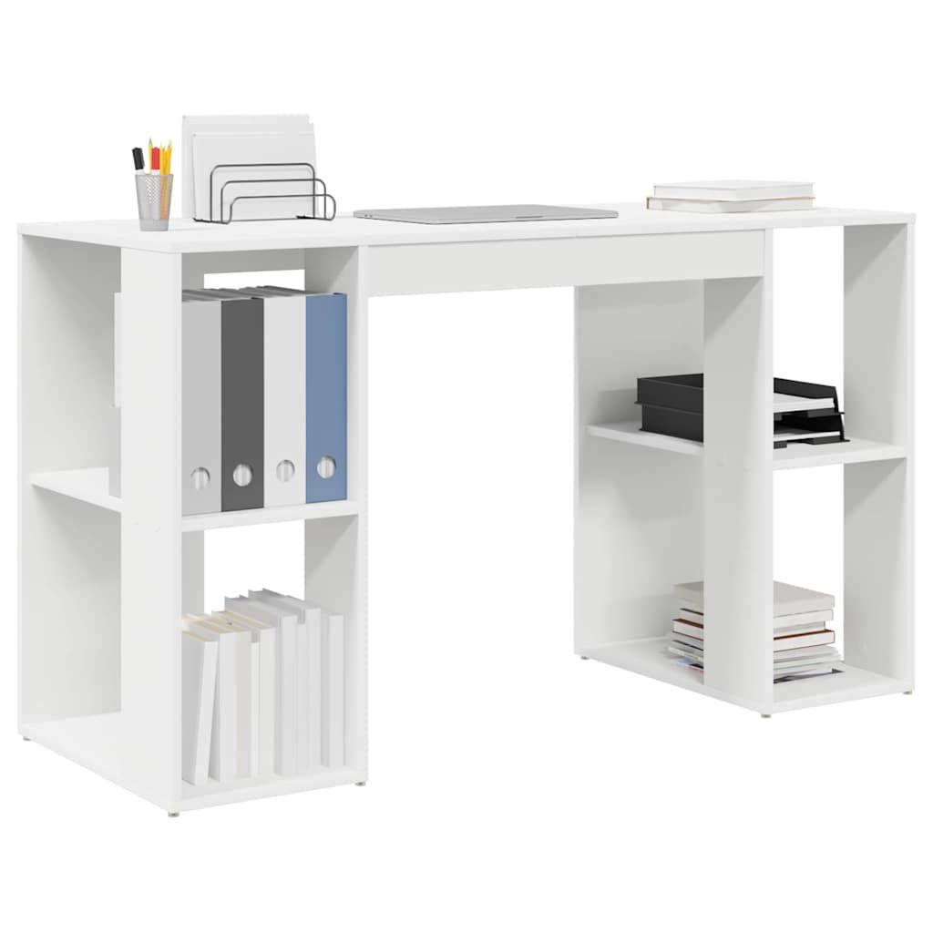 vidaXL Schreibtisch mit Regal Weiß 130 x 50,5 x 75 cm Holzwerkstoff