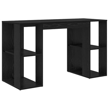 vidaXL Bureau avec étagère Noir aspect chêne 130 x 50,5 x 75 cm