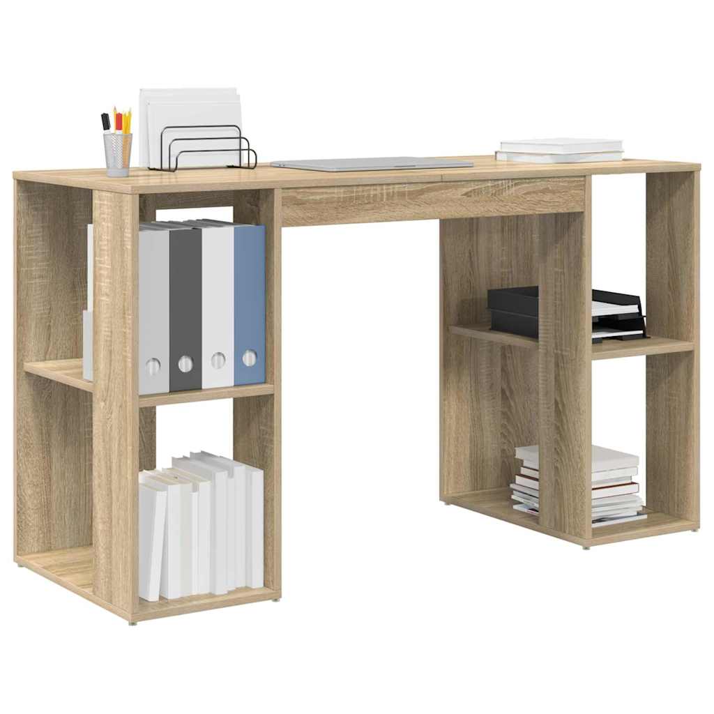vidaXL Schreibtisch Sonoma-Eiche 130 x 50,5 x 75 cm Holzwerkstoff