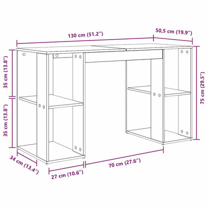 vidaXL Schreibtisch Sonoma-Eiche 130 x 50,5 x 75 cm Holzwerkstoff