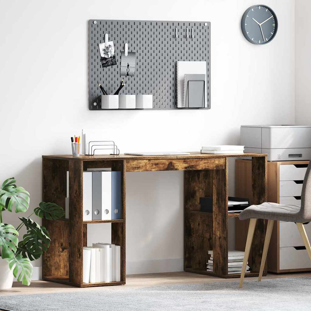 vidaXL Schreibtisch Geräucherte Eiche 130 x 50,5 x 75 cm Holzwerkstoff