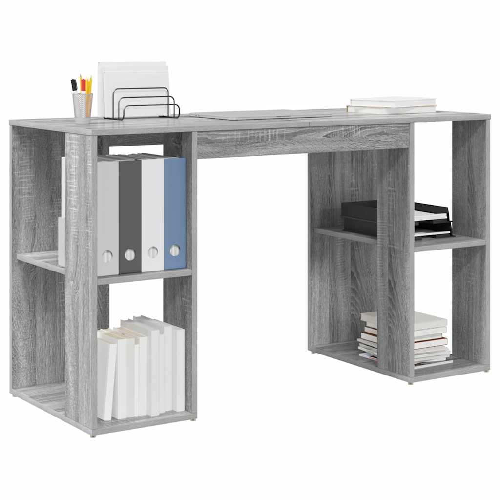 vidaXL Schreibtisch Graues Sonoma 130 x 50,5 x 75 cm Holzwerkstoff