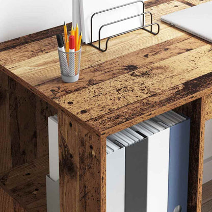 vidaXL Schreibtisch mit Regal Altholz 130 x 50,5 x 75 cm Holzwerkstoff
