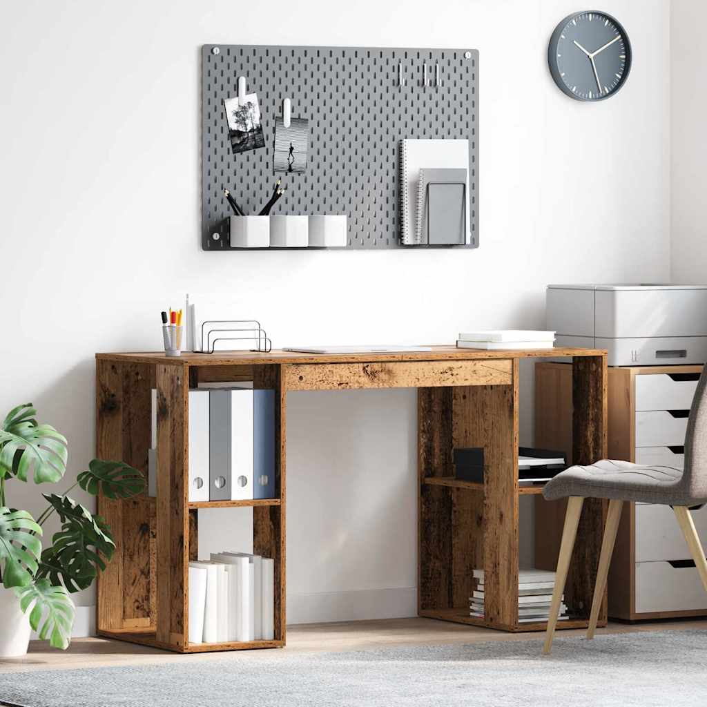 vidaXL Schreibtisch mit Regal Altholz 130 x 50,5 x 75 cm Holzwerkstoff