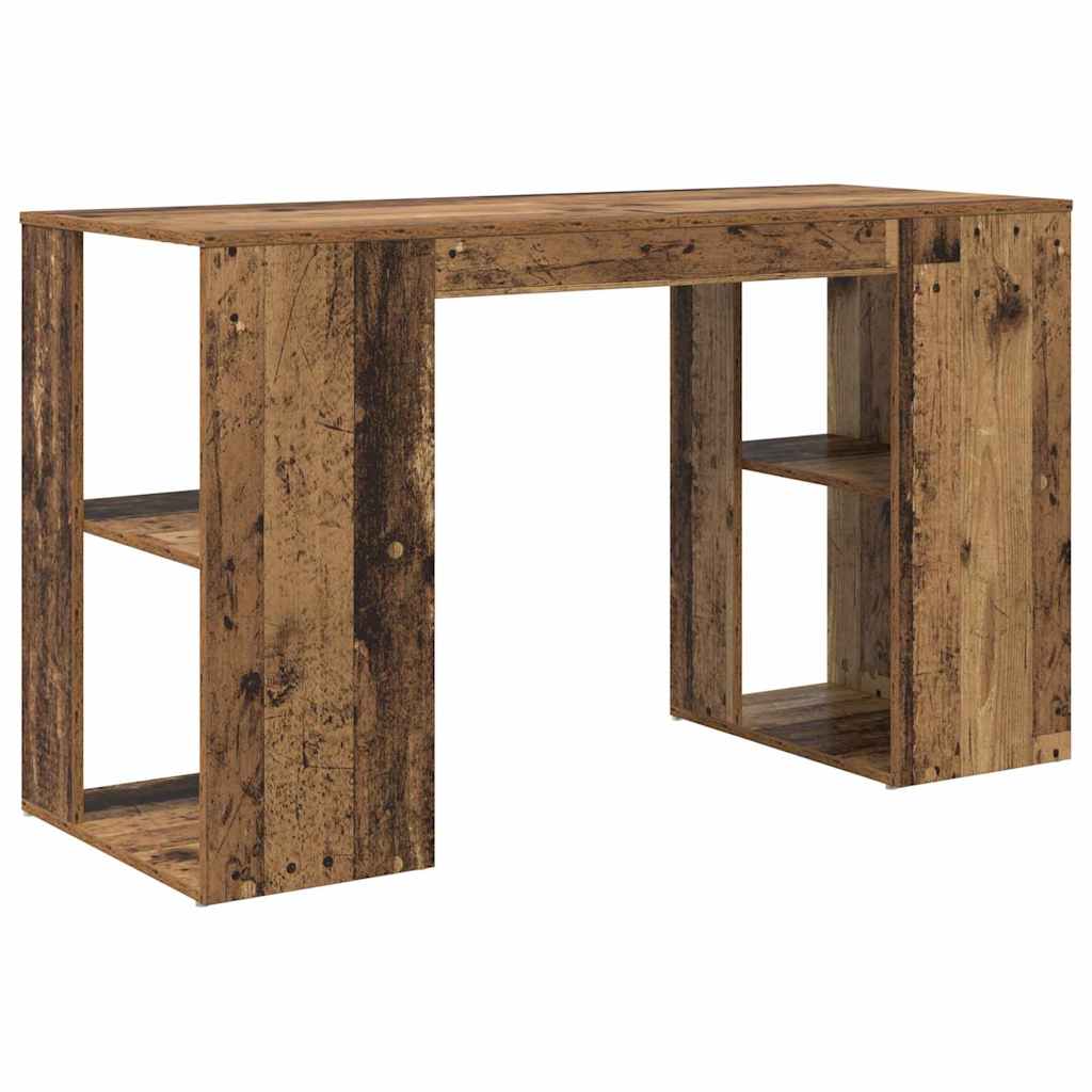 vidaXL Schreibtisch mit Regal Altholz 130 x 50,5 x 75 cm Holzwerkstoff