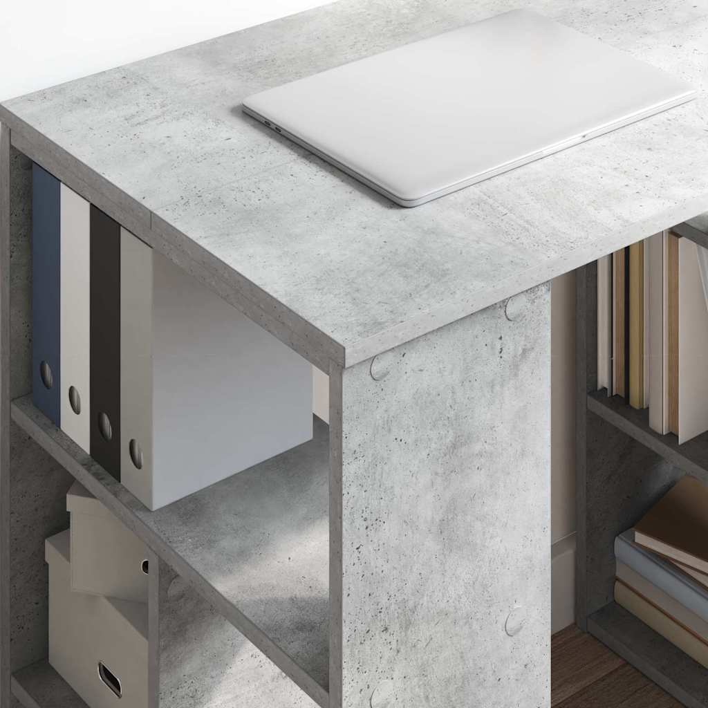 vidaXL Schreibtisch mit Regal Beton Grau 90 x 50 x 75 cm Holzwerkstoff