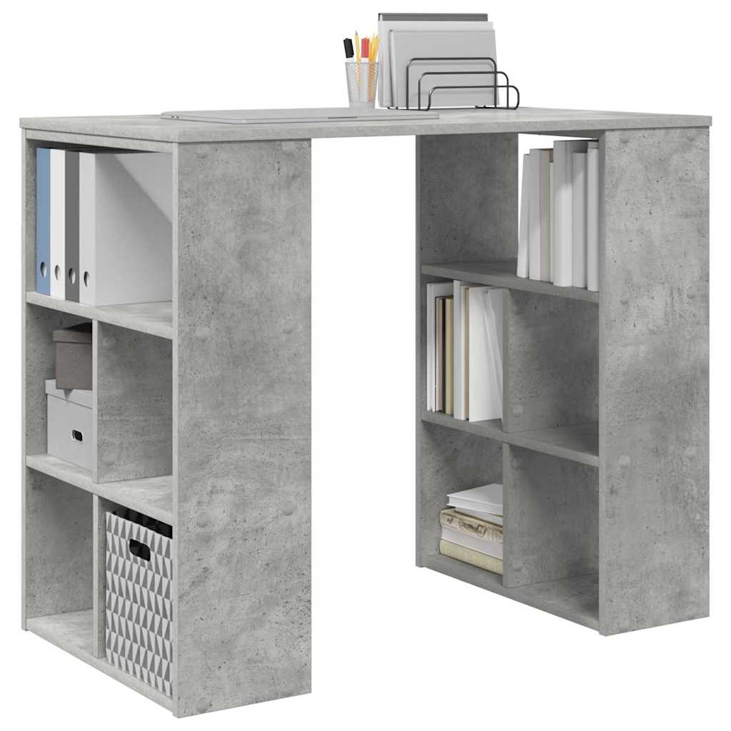 vidaXL Schreibtisch mit Regal Beton Grau 90 x 50 x 75 cm Holzwerkstoff