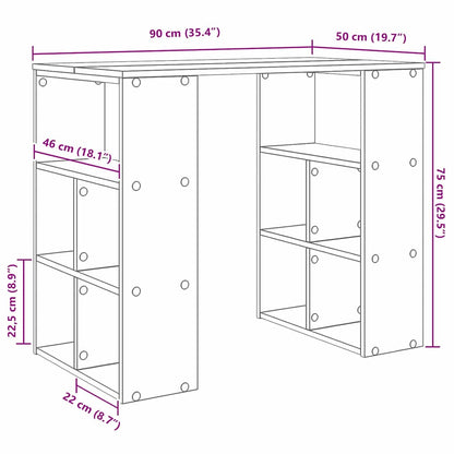 vidaXL Schreibtisch mit Regal Beton Grau 90 x 50 x 75 cm Holzwerkstoff