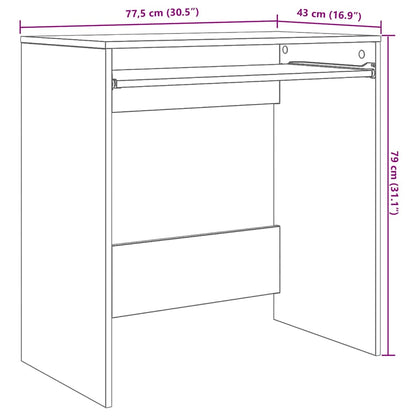 vidaXL Bureau noir aspect chêne 77,5 x 43 x 79 cm