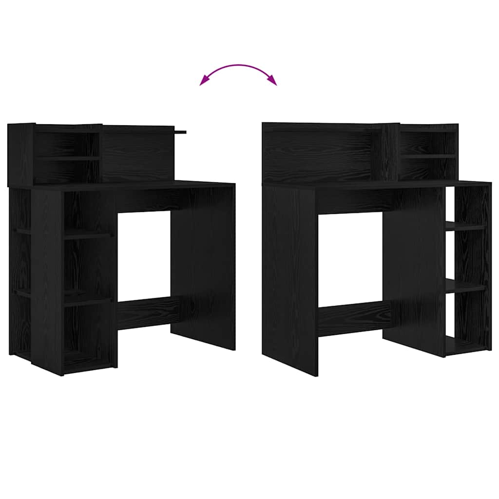 Schreibtisch mit Regal Schwarz Eichen-Optik 90 x 48 x 101,5 cm