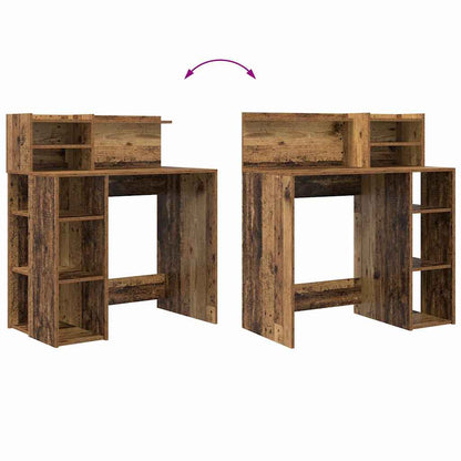 vidaXL Schreibtisch mit Regal Altholz 90 x 48 x 101,5 cm Holzwerkstoff