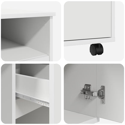 vidaXL Tisch mit Rädern mit Regal Weiß 91 x 50 x 77 cm Holzwerkstoff