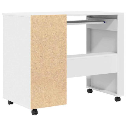 vidaXL Tisch mit Rädern mit Regal Weiß 91 x 50 x 77 cm Holzwerkstoff
