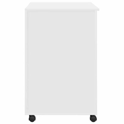 vidaXL Tisch mit Rädern mit Regal Weiß 91 x 50 x 77 cm Holzwerkstoff